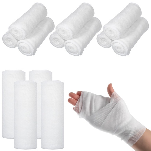 [BRSRYZAEPICBUELP] GLEAVI 24 Rolls White Gauze Bandages 10cm X 4.5m Highly Absorbent Rolled Gauze for First Aid Kit Bandaging Supplies