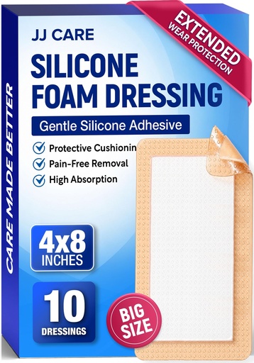 [BRSRGEIHDMMG2GT7] 10Pcs Silicone Foam Dressing | 4x8 Bed Sore Bandages | Wound Care | FSA&HSA