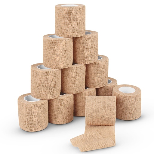 [BRSWKED4OMARUADI] Ever Ready First Aid Self Adherent Cohesive Bandages 3" x 5 Yards - 12 Count, Tan
