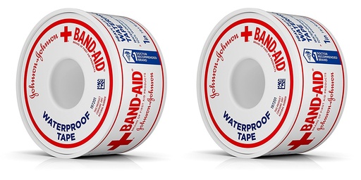 [BRSWIYYMPJ7RS3LI] Band-Aid Brand of First Aid Products 100% Waterproof Self-Adhesive Medical Tape Roll to Secure Bandages, Durable First Aid Wound Care Bandaging Tape, 1 Inch by 10 Yards (Pack of 2)