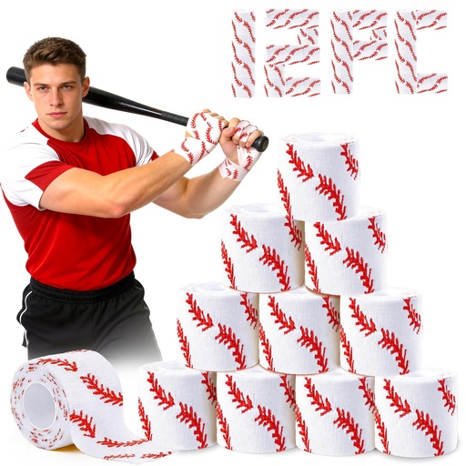 [BRSRGFD7CINWKADK] 12 Pack Baseball Self Adhesive Bandage Wrap | 2"x5yds Elastic Cohesive Sport Tape for Players Finger Wrist Elbow Protection Team Gift Training Gear
