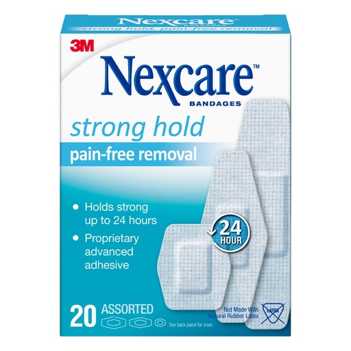 [BRSWKFQODMBWYG3I] Nexcare Strong Hold Pain Free Removal Bandages, Assorted, 20 count
