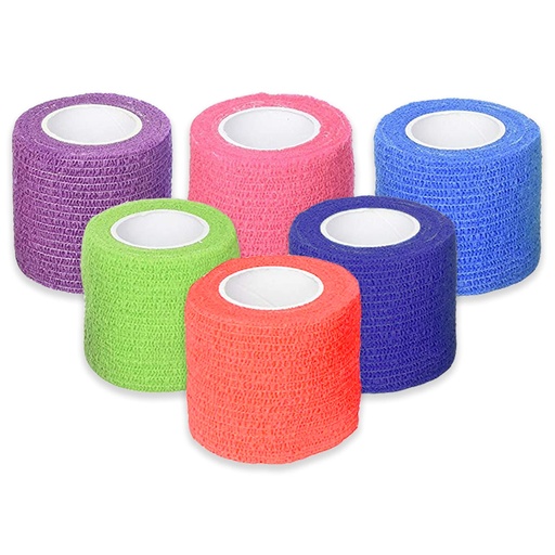 [BRSWKH3ZOUDB2CA5] Ever Ready First Aid Self Adherent Cohesive Bandages 2" x 5 Yards - 6 Count, Rainbow Colors