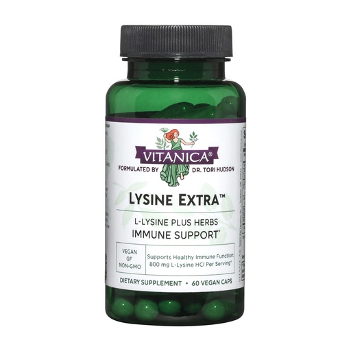 [BRSWIFYMAYHRKEL4] Vitanica Lysine Extra - Supplement for Immune System & Cellular Membrane Support - Made with L-Lysine, Lemon Balm, Astragalus, & Vitamin C - Vegan - 60 Capsules