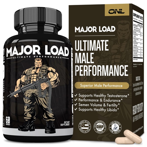 [BRSWGEIQCUFWCD3B] ONL Major Load Testosterone Booster for Men - Semen Volume Booster - Libido Booster for Men with Horny Goat Weed, Maca Root, Tongkat Ali - Energy, Stamina & Strength - 60 Caps, Non-GMO, Made in USA