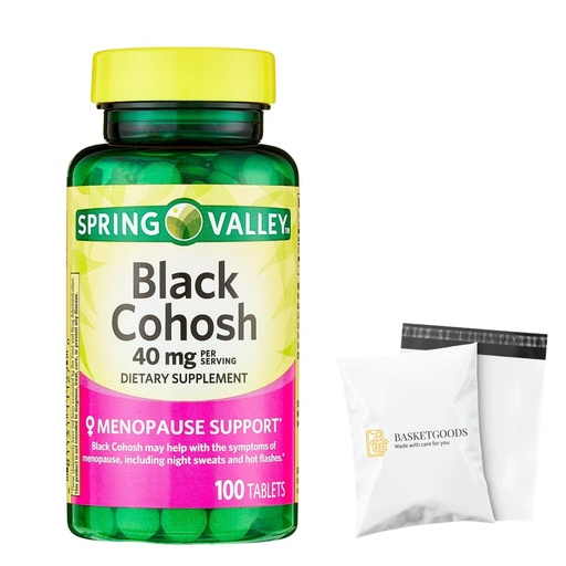 [BRSREEAQBZ4BG33V] Spring Valley Black Cohosh - Menopause Support 40 mg, 100 Count - Set by Basket Goods