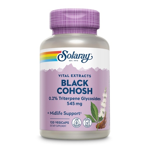 [BRSWIYQ2A4MGOAY5] SOLARAY Black Cohosh Root Supplement for Women, 120 Veg Cap Count | Menopause Support, Vegan Capsules, Black Cohosh Herb 545 mg per Serving, Phytoestrogen Properties, 0.2% Triterpene Glycosides