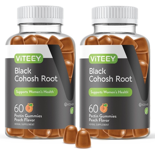 [BRSROEL7BUNAIDI2] Viteey Black Cohosh Root Gummies | Menopause Relief for Hot Flashes and Night Sweats - Vegan, Gluten Free, Non-GMO - 120 Count