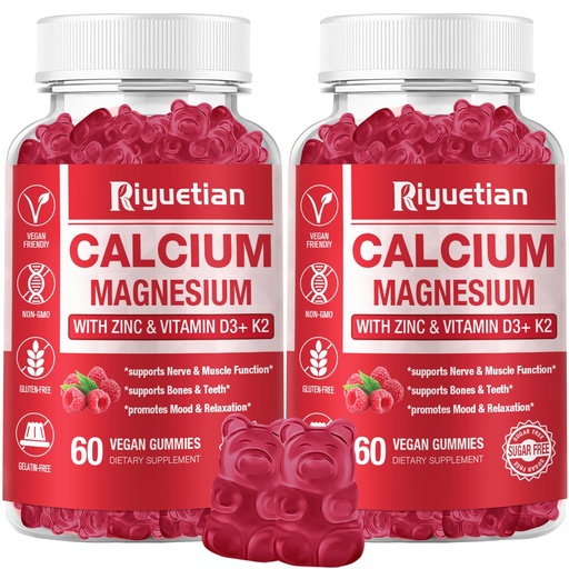 [BRSROAL3CUJQG3A4] Calcium Gummies + Magnesium & Zinc with Vitamin D3 & K2, High Absorption Calcium Supplement for Bone, Teeth & Immune Support, Non GMO, Vegan, 120 Count