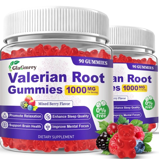 [BRSREBIRB4MAOCAU] 180 Count | Valerian Root Gummies with Melatonin & L-Theanine, Natural Valerian Root Extract Supplements for Deep Zzz, Relaxation & Calming, Mixed Berry Flavor, Sugar Free, Non-GMO
