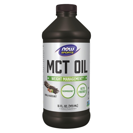 [BRSWKGDYCUHAMG3I] NOW Sports, MCT Oil, 14 g, Weight Management*, Vanilla Hazelnut, 16 fl. oz