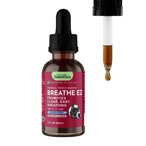 [BRSWGZQPDMIB43Y7] Animal Essentials Breathe EZ Herbal Supplement for Dogs & Cats, 2 fl oz - Supports Clear, Healthy Respiration-Breathing