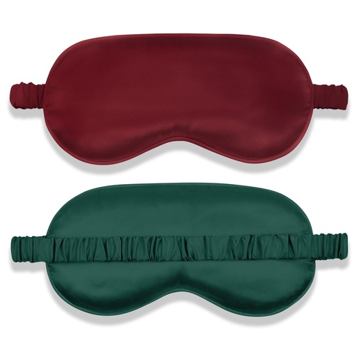 [BRSRG2QTAV4AOGTZ] Amrules Silk Floss Sleep Mask Set of 2, Green & Dark Red | Good for Blocking Light, Enhancing Sleep Quality, Reducing Puffiness, Adjustable Soft Sleep Mask for Women