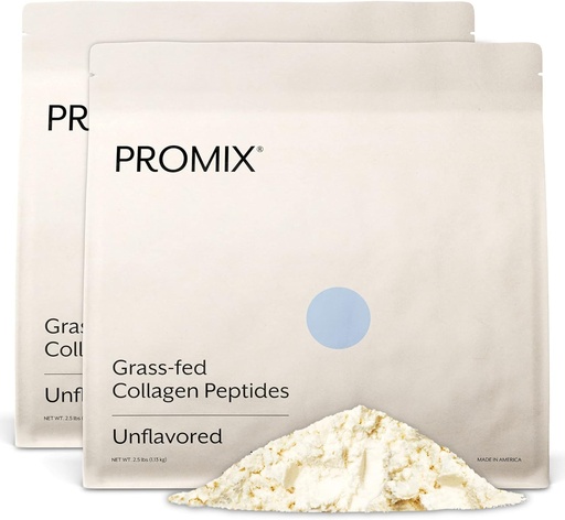 [BRSWKG33AUFRCELO] Promix Hydrolyzed Collagen Peptides - Typ 1 Tráva Fed Collagen, 4,7 g glycín, Bioaktívne peptidy typu 3 - Nepríchuť - 2,5 libra (Stock of 2)