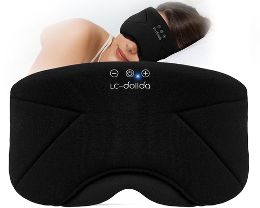 [BRSRGCTQDN7GMFYU] Sleep Mask with Headphones Bluetooth 5.4, LC-dolida Soft Bamboo Cotton Wireless Bluetooth Sleep Mask, Music Sleeping Headphones Cooling & Breathable, Ultra-Thin Stereo Speaker for Side Sleepers