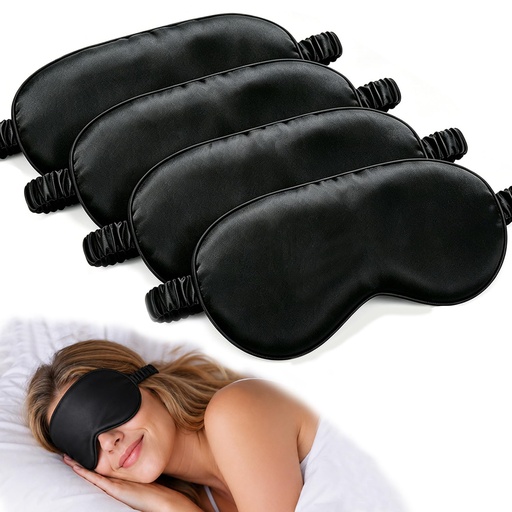 [BRSRYYABOYBQY3I3] IEKEODI 4 Pack Sleep Masks, Blackout Eye Masks for Sleeping,(4 Black) | Silky Soft Comfort, Light Blocking Blindfold Design, Gentle Elastic Fit, Smooth Skin Feel, Travel and Nap Ready