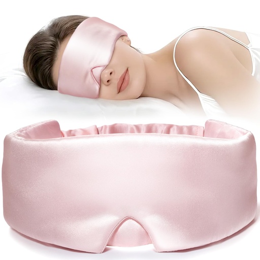[BRSRYYYEPIGWOAY6] LitBear Silk Sleep Mask for Side Sleeper, Travel, Airplane, Office, Pink | 22 Momme Pure Mulberry Silk for Wrinkle-Free Sleep, Total Blackout, Tangle-Free Adjustable Strap, Includes Portable Bag