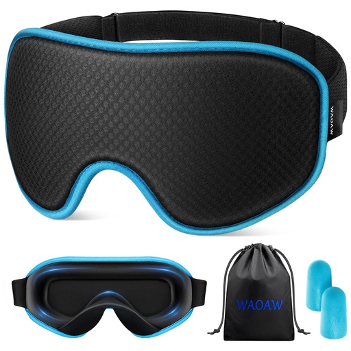 [BRSW2CQ7OAJWAYIZ] WAOAW Sleep Mask for Men Women: Blackout Eye Masks for Sleep - 3D Breathable Soft Comfortable Eye Mask for Travel - Adjustable Light Blocking Night Masks for Sleeping