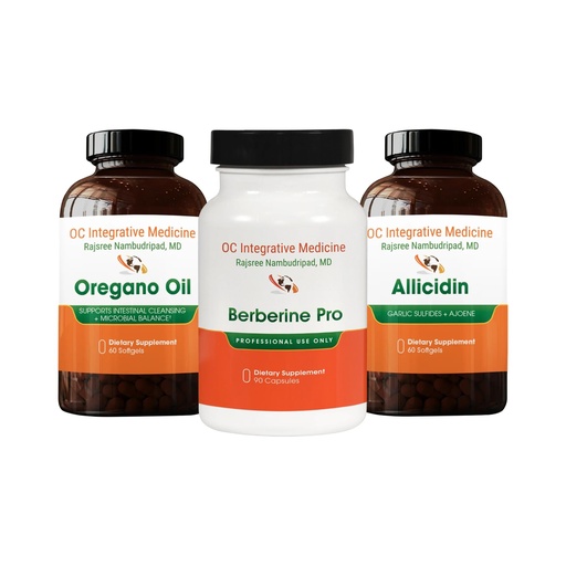 [BRSRGZQROQFGYHLZ] Herbal Bundle by Dr. Rajsree, Oregano Oil, 60 Softgels, Allicidin, 60 Softgels, and Berberine Pro, 90 Capsules