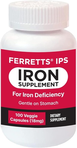 [BRSW2BQKBYDQADL6] Iron Supplement Capsules 18mg (IPS) - 100-Day Supply of Gentle Iron Supplement for Women & Men - Non-Constipating Iron Supplement for Anemia