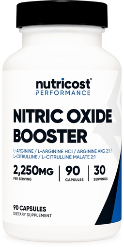 [BRSREZAOAAJROFD7] Nutricost Nitric Oxide Booster (2250mg) 90 Capsules, Gluten-Free, GMO-Free | 750mg Per Casule, 30 Servings