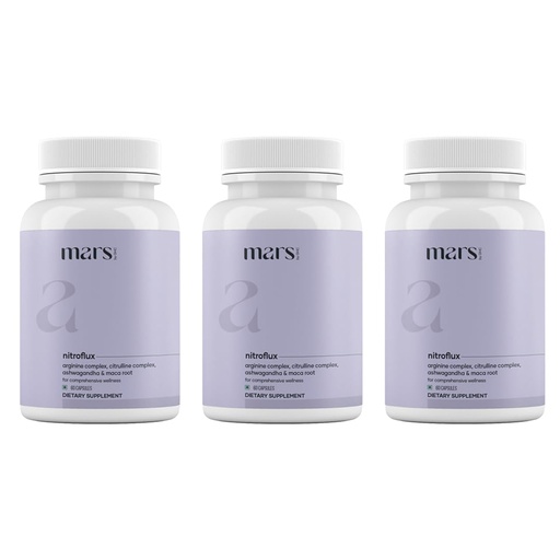 [BRSRGGLYO55WAYLX] mars by GHC NitroFlux Nitric Oxide Booster Capsules, Ashwagandha & Maca Root, Pre Workout Supplement, Wellness Formula, Pack of 3