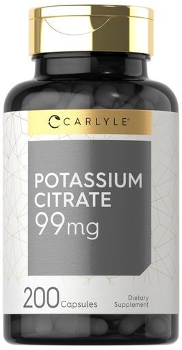 [BRSRMFQDOYNGYYA4] Carlyle Potassium Citrate 99mg | 200 Capsules | Non-GMO and Gluten Free Supplement