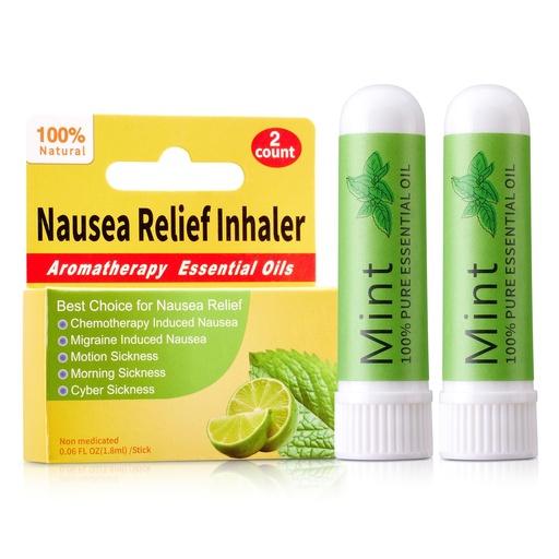 [BRSREHA6CQBBSDI7] Hion Nausea Relief Inhaler Mint 2pcs Natural Essential Oils Inhalers | Aromatherapy for Motion Sickness and Pregnant Women Morning Sickness