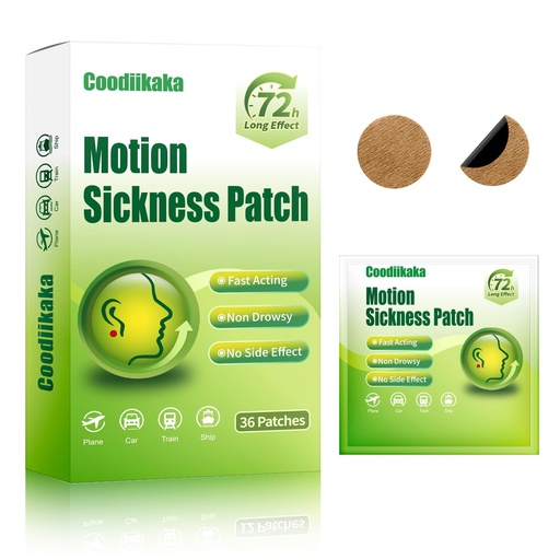 [BRSREHQNCEORS3DV] Motion Sickness Patches Non-Drowsy Formula 36Pcs | Prevents Car, Airsick, Altitude Sickness, Sea & Motion Rides, Travel Essentials for Adults & Kids