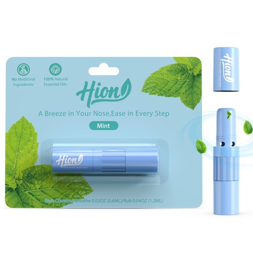 [BRSRGFT6A4NGACL6] Hion Nausea Relief Inhaler 100% Natural Essential Oil,Dual-Use for Motion Sickness,Morning Sickness,Sea Sickness and Stress with Fast-Acting Relief,Mint,1 Pcs