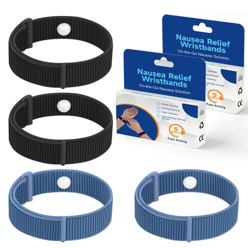 [BRSRGC35OEMREHT2] 2 Pairs Motion Sickness Bracelets Nausea Bands for Adults and Kids | Acupressure Wrist Bands for Nausea Relief, Anti Nausea Wristband for Cruise, Morning, Car, Sea, Air Sickness