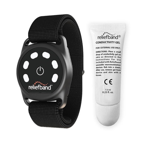 [BRSREYD5DINROGQ2] Reliefband Sport Anti-Nausea Wristband | Waterproof, FDA Cleared, Nausea & Vomiting Relief for Motion Sickness (Car, Air, Sea) & Morning Sickness, Drug & Side Effect Free (Black, 1 Extra Gel Tube)