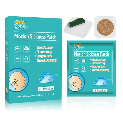 [BRSRMCYBB4IB4E3K] 20ct Motion Sickness Patches for Cruise, Nausea Patches for Car, Airplane | Waterproof Patch Hidden Behind Ear, Effect Lasts 72 Hours, Non Drowsy