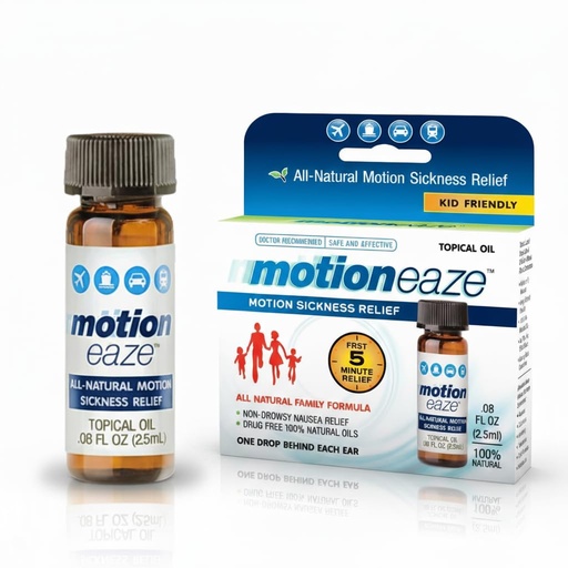 [BRSWIYACOV7A4GA5] MotionEaze Non-Drowsy Motion Sickness Relief - All Natural Drug Free Formula - Made in The USA - 2.5ml Bottle