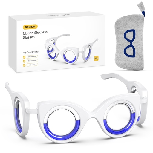 [BRSREBI3B4JQO3AU] NEOISM Motion Sickness Glasses, Car Sickness Glasses with Blue Pattern Bag | Motion Sickness Relief, Road Trip Essentials for Adults, Car Sickness Relief, Sea Sickness, Airsickness, Nausea Relief