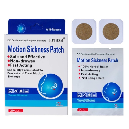 [BRSWKFAICUHWIEDG] 20 Count - Motion Sickness Nausea Relief Patch, Natural Herbal Cruisefor Car/Sea/Air Travel Sickness