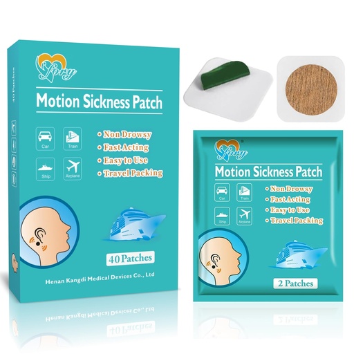 [BRSRMZIDAQFAGDIY] 40ct Motion Sickness Patches for Car, Sea Sickness Patches for Cruise | Non Drowsy, Waterproof Patch Hidden Behind Ear – Effect Lasts 72 hours