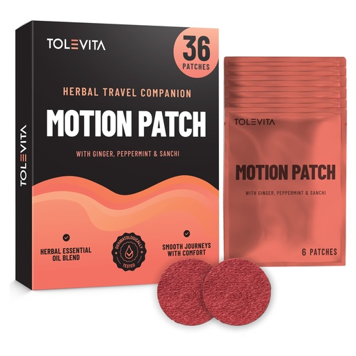 [BRSRECA5BEGQYDIU] TOLEVITA Motion Sickness Patches – 36 Pcs | Herbal Essential Oil Patch with Ginger, Peppermint & Sanchi | Travel with Comfort, Easy-to-Use & Discreet