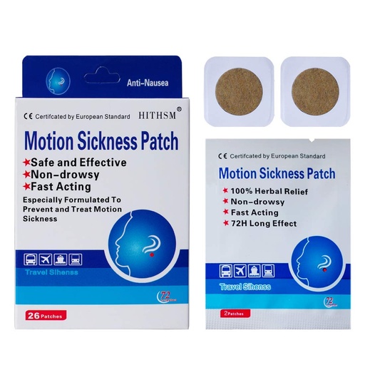 [BRSWGFQLOUAR6YLB] Motion Sickness Patch,26 Patches Works to Relieve Vomiting,Nausea,Dizziness & Other Symptoms Resulted from Sickness of Cars,Ships,Airplanes,Cruise,Trains & Other Forms of Transport Movement
