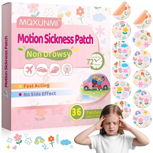 [BRSREGQCOANQGF3Z] 36ct Kids Motion Sickness Patches, Ear Patch For Sea Sickness Patch for Cruise, Ship Eez Sea Sickness Patches, Travel Essentials, Waterproof Patches Behind Ear, Custom Flower Pattern, Long Last 72h