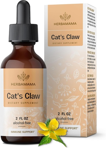 [BRSWYZITPIHQI2TB] HERBAMAMA Cat's Claw Tincture - Vegan Cat's Claw Extract Supplement for Immune Support - Non-GMO, Alcohol & Sugar-Free Uncaria Tomentosa Drops