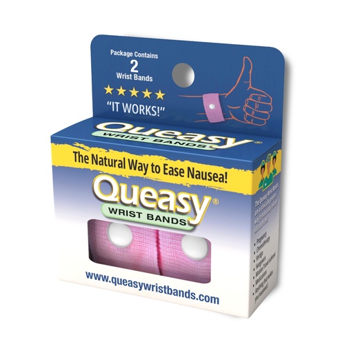 [BRSRMZIYDMFB6F3H] Three Lollies Queasy Anti-Nausea Wristbands – Nausea & Vomiting Relief from Morning Sickness, Motion Sickness, Migraine - Clinically Tested - Acupressure Wristband - 1 Count (2 Wristbands) – Pink