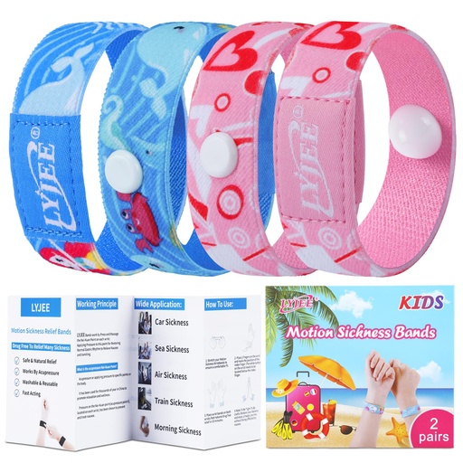 [BRSROFLRCANAKCAY] Sea Sickness Wristbands for Kids Motion Sickness Bands for Kids Cruise Ship Vacation Anti Nausea Wristbands All-Natural Non Drowsy Relief Acupressure Treatment (Small)