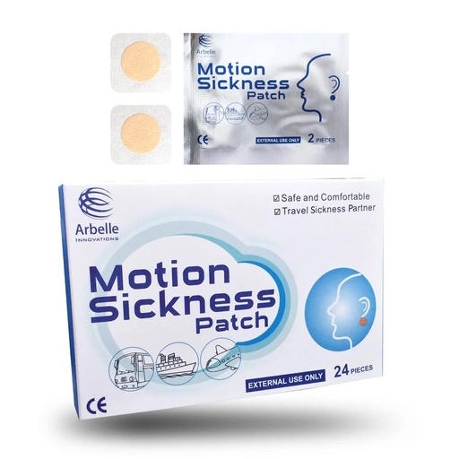 [BRSWGBARPIAWCDQ7] Motion Sickness Patches - 24 Pack - Travel Friendly Packets - Cars Airplanes Cruise Trains & Other Movement.