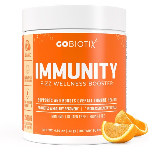 [BRSWY2QZDJ6AIA3K] GOBIOTIX Vitamin C - Immune Defense Support Supplement - Immunity Powder Wellness Booster - Vegan Superfood - Elderberry, Turmeric, B12 Vitamin Supplement, Non-GMO and Sugar Free (Orange)
