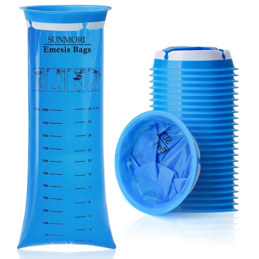 [BRSRAHAPPIFAIGTO] 24 Pack Vomit Bags Disposable, 1000ml Leak Resistant Emesis Bags | Portable, Medical Grade, Throw Up Bags, Barf Puke Nausea Bags, Motion Sickness, Pregnant Women ,Adults, Kids, Car Travel Size
