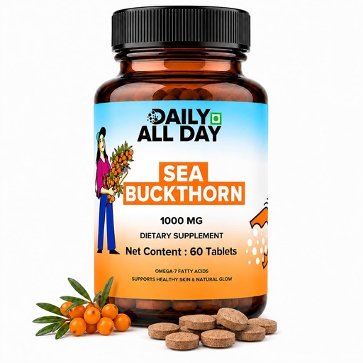 [BRSRYZYKOJYAOD3B] Sea Buckthorn 1000mg Himalayan Seabuckthorn Berry Extract Omega 7 3 6 9 Fatty Acids Antioxidant Supplement for Skin & Immunity 60 Veg Tablets