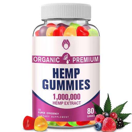 [BRSREGT7BMCGACA2] Natural Hemp Seed Gummies, Premium Hemp Extract Gummy Candy with Omega 3 6 9, Vegan, Non-GMO, Delicious Chewy Supplement for Adults, Multiple Fruit Flavors