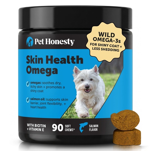 [BRSWYY37OECRA2TJ] Omega 3 for Dogs Skin and Coat Supplement - Salmon Oil Fish Oil Chews for Itchy Skin Relief, Dry Skin, Shedding Control & Shiny Coat - Dog Vitamins with Biotin & Vitamin E (Salmon, 90 Ct)