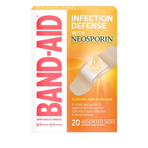 [BRSWIZYABMBQ22TI] BAND-AID Brand Adhesive Bandages, Infection Defense, Assorted Sizes, 20 Ct